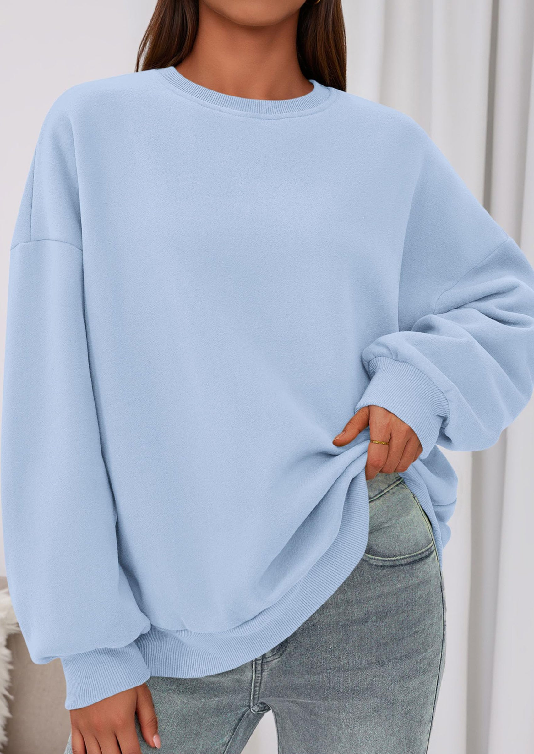 PRETTYGARDEN Sweatshirts for Women Oversized Crewneck Fleece Pullover Long Sleeve Tops Comfy Fall Winter Fashion Outfits