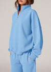 PRETTYGARDEN Womens Casual Two Piece Sets Fall Outfits Quarter Zip Sweatshirts Straight Leg Pants Sweatsuits Tracksuit
