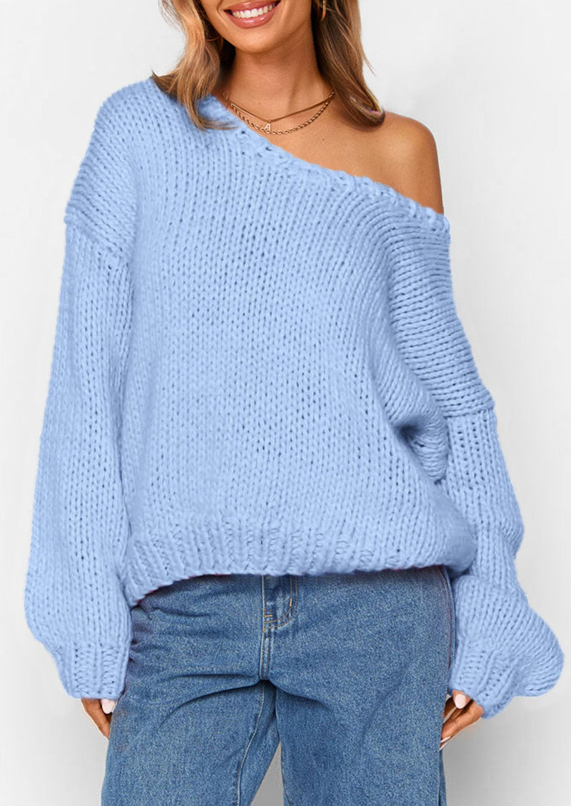 PRETTYGARDEN Women's Fall Oversized Sweaters Long Sleeve V Neck Dressy Casual Chunky Knit Loose Pullover Tops Winter Clothing