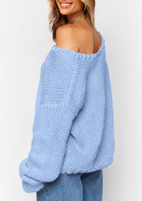 PRETTYGARDEN Women's Fall Oversized Sweaters Long Sleeve V Neck Dressy Casual Chunky Knit Loose Pullover Tops Winter Clothing