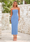 PRETTYGARDEN Womens Summer Maxi Dress Textured Bodycon Tube Off Shoulder Strapless Back Slit Long Party Dresses