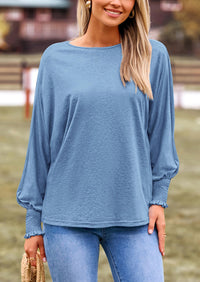 Puff Long Sleeve Crew neck Casual Basic T-shirts