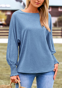 Puff Long Sleeve Crew neck Casual Basic T-shirts