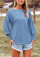 Puff Long Sleeve Crew neck Casual Basic T-shirts