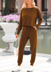 PRETTYGARDEN Lounge Outfit Long Sleeve Crewneck Pullover Tops High Waisted Pants Set Tracksuit
