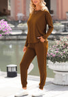 PRETTYGARDEN Lounge Outfit Long Sleeve Crewneck Pullover Tops High Waisted Pants Set Tracksuit