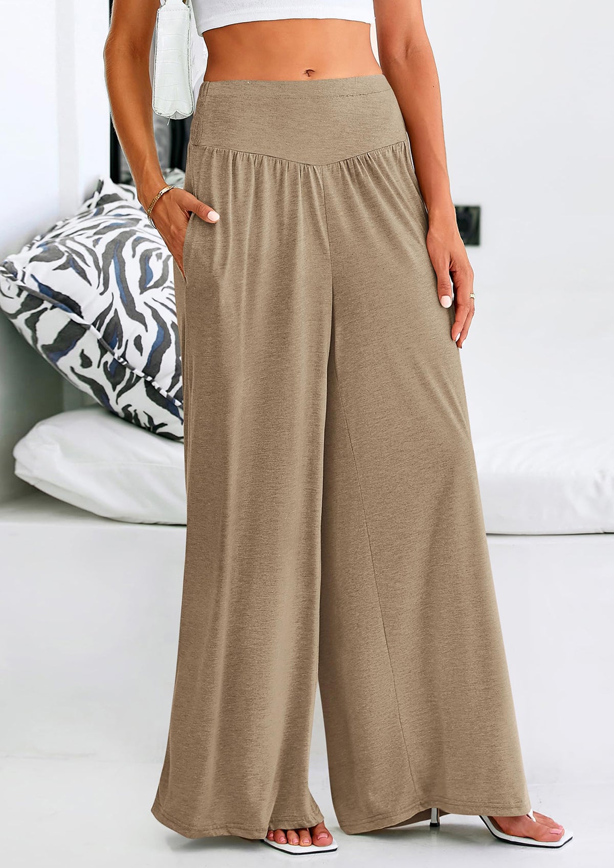 High-Waisted Flowy Palazzo Pant With Pockets