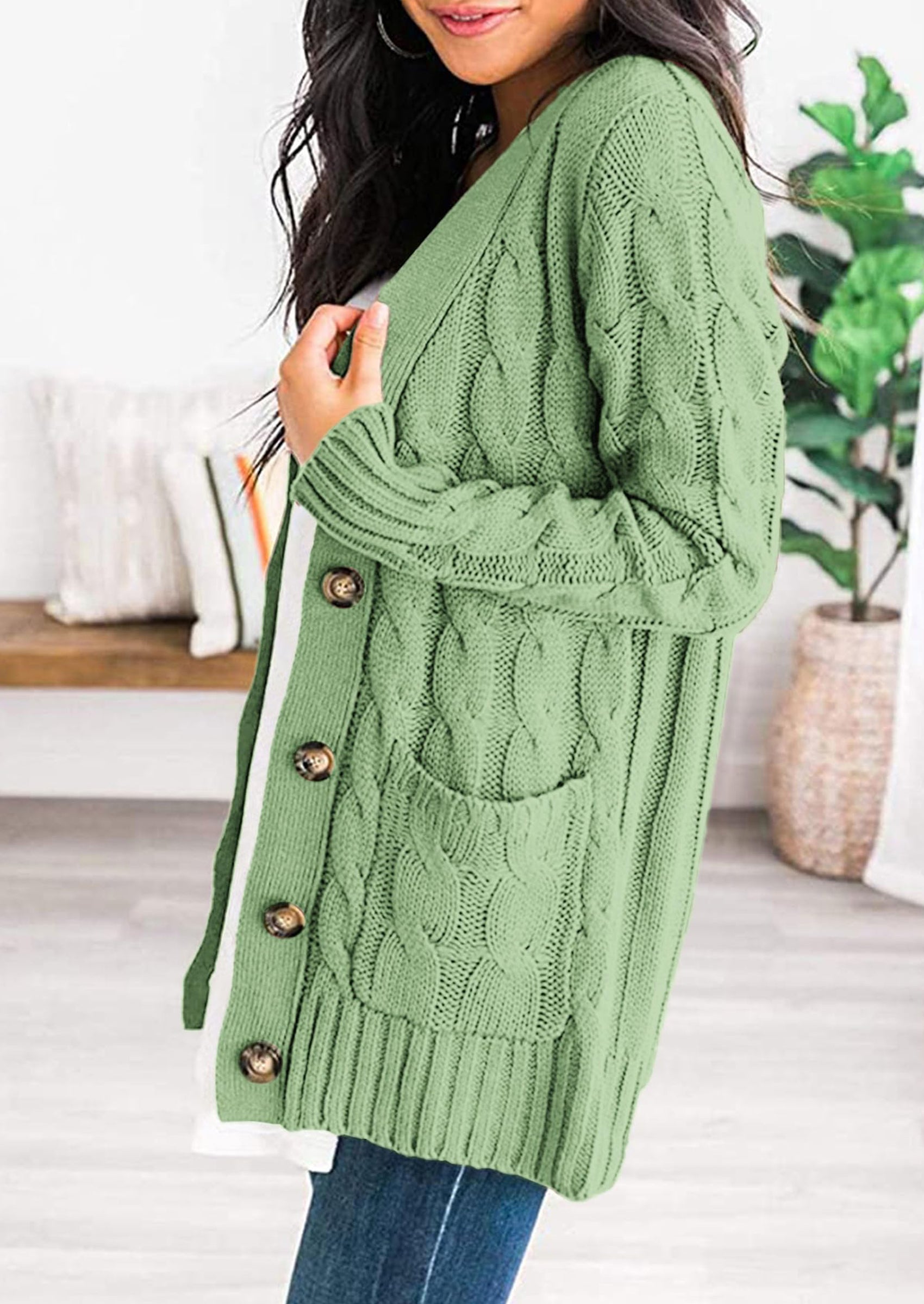 PRETTYGARDEN Women's Open Front Cardigan Sweaters Fall Fashion Button Down Cable Knit Chunky Winter Outerwear Coats
