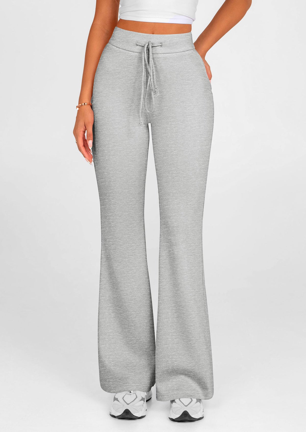 Elastic High-Waisted Drawstring Casual Flare Pants