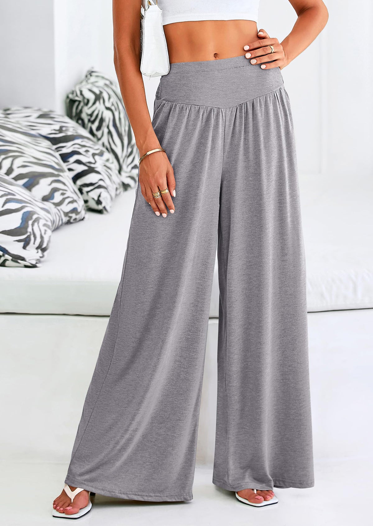 High-Waisted Flowy Palazzo Pant With Pockets