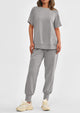 Casual Short Sleeve Tops High Waisted Sweatpants Two Piece Sets