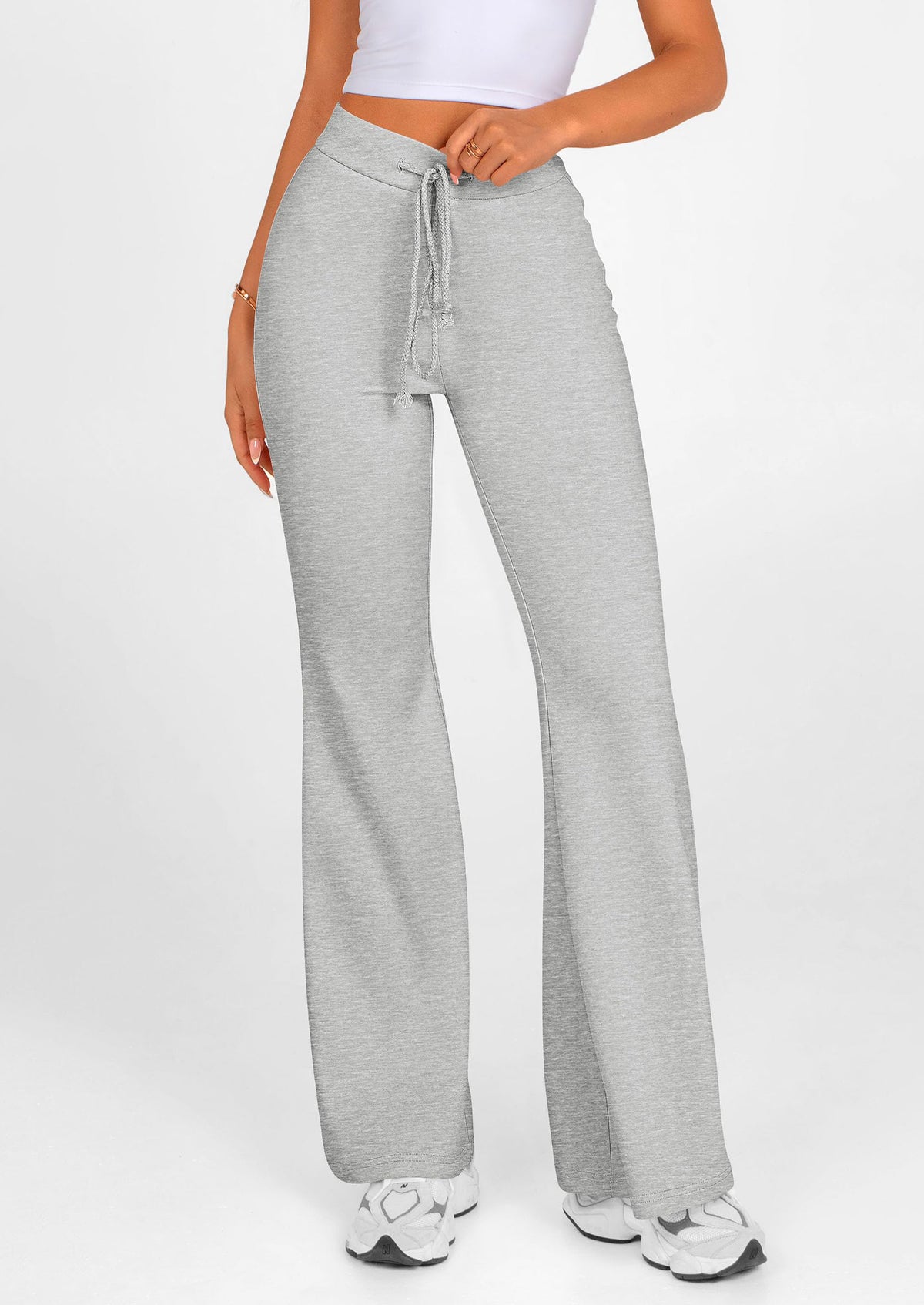 Elastic High-Waisted Drawstring Casual Flare Pants