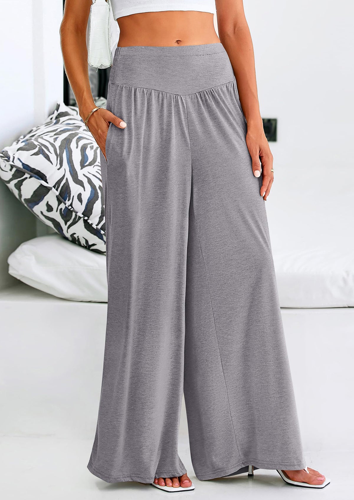 High-Waisted Flowy Palazzo Pant With Pockets