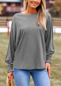 Puff Long Sleeve Crew neck Casual Basic T-shirts