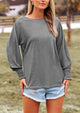 Puff Long Sleeve Crew neck Casual Basic T-shirts