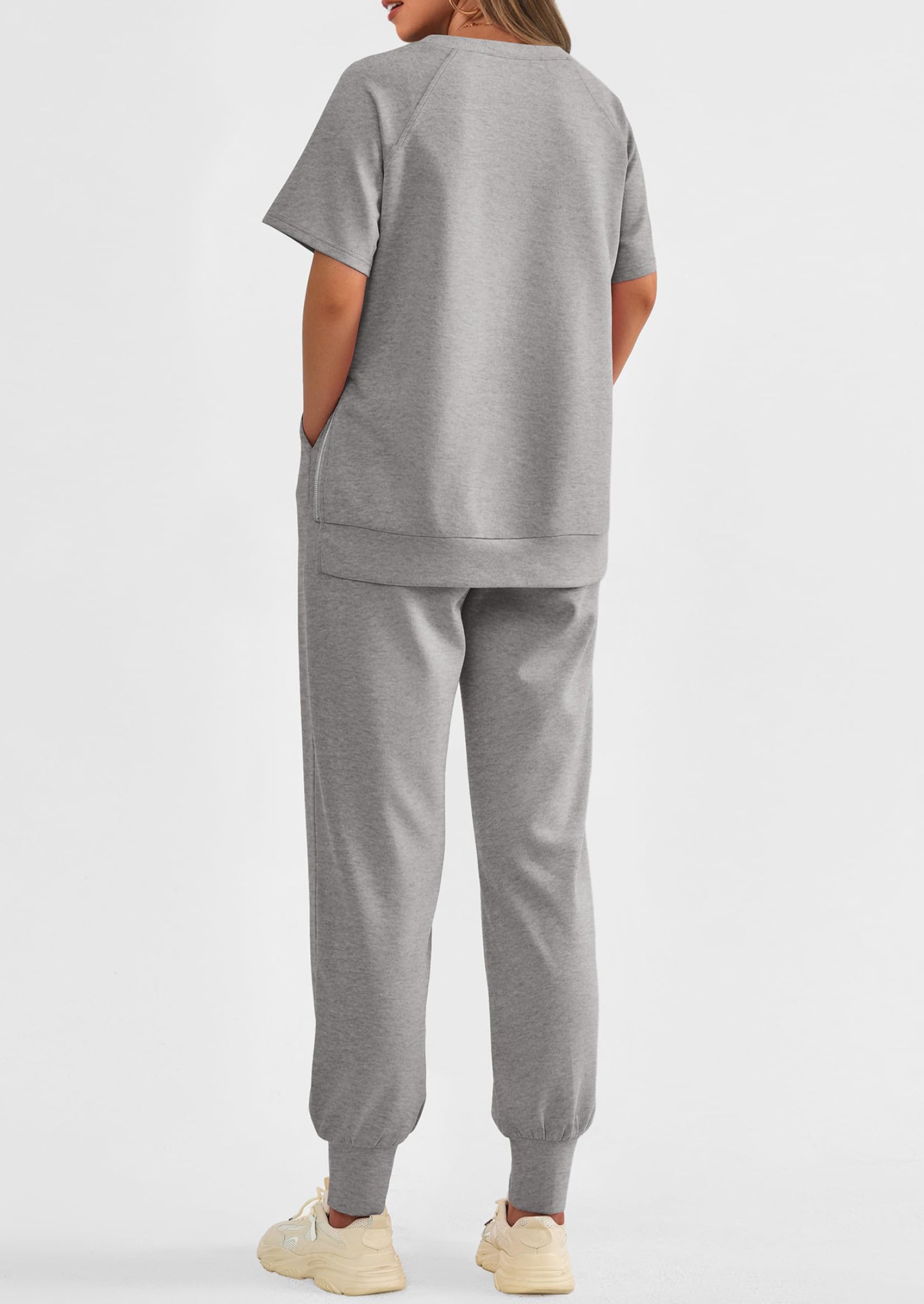 PRETTYGARDEN 2 Piece Outfit Tracksuits Casual Short Sleeve Tops High Waisted Sweatpants Set