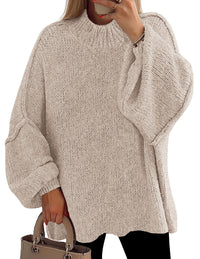 PRETTYGARDEN Women's Fall Oversized Sweaters Chunky Knit Mock Neck Long Sleeve Casual Trendy Pullover Winter Clothes PRETTYGARDEN