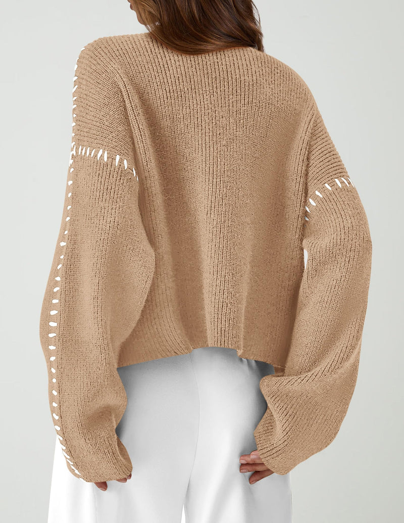 PRETTYGARDEN Women's Chunky Knit Sweaters Fall Long Sleeve Mock Neck Oversized Pullover Tops Winter Fashion Clothes