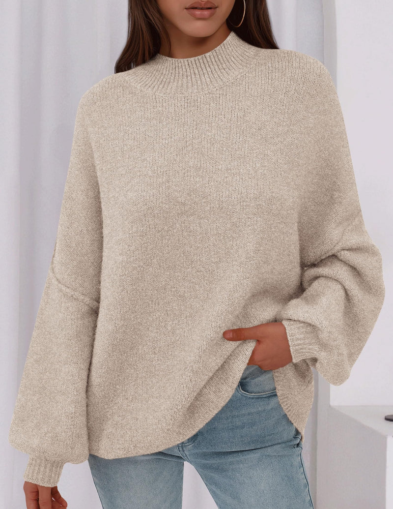 PRETTYGARDEN Women's Fall Oversized Sweaters Chunky Knit Mock Neck Long Sleeve Casual Trendy Pullover Winter Clothes PRETTYGARDEN