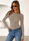 PRETTYGARDEN Womens Summer Fall Long Sleeve Shirts Ribbed Knit Fitted Basic Tee Going Out Tops Underscrub Casual Outfits