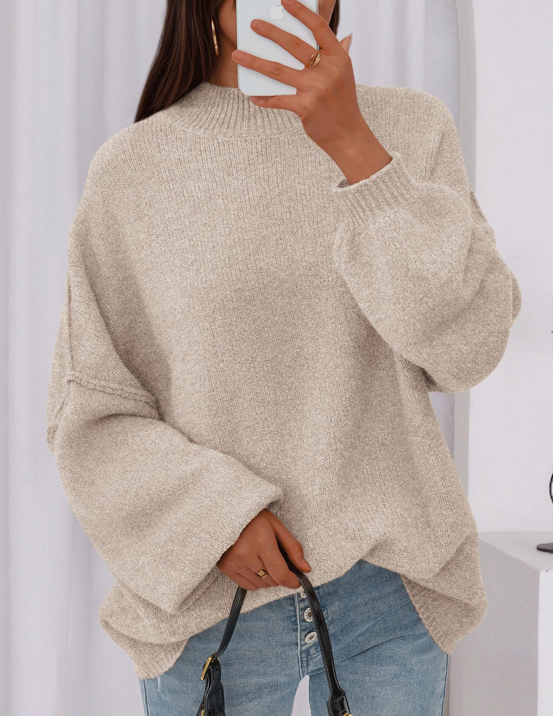 PRETTYGARDEN Women's Fall Oversized Sweaters Chunky Knit Mock Neck Long Sleeve Casual Trendy Pullover Winter Clothes PRETTYGARDEN