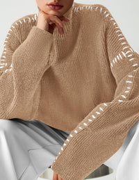 PRETTYGARDEN Women's Chunky Knit Sweaters Fall Long Sleeve Mock Neck Oversized Pullover Tops Winter Fashion Clothes