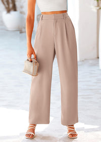 Casual Wide Leg High Elastic Waisted Long Work Pants