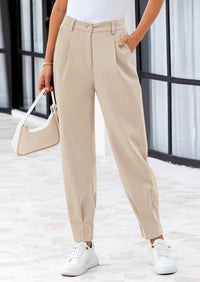 Summer High Waisted Ankle Length Trouser Slacks With Pockets