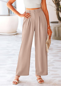 Casual Wide Leg High Elastic Waisted Long Work Pants