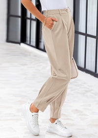 Summer High Waisted Ankle Length Trouser Slacks With Pockets