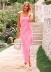 PRETTYGARDEN Womens Summer Strapless Maxi Dresses Ruffle Tube Asymmetrical Party Cocktail Formal Bodycon Long Dress
