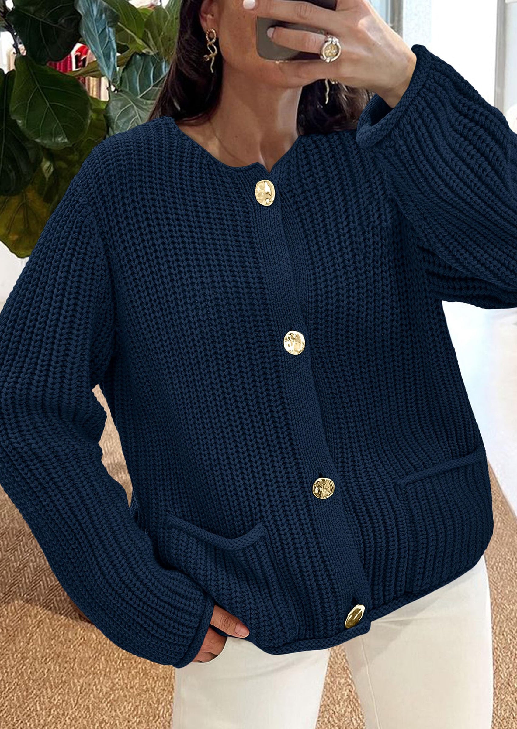 PRETTYGARDEN Cardigan Sweaters for Women Trendy Oversized Knit Chunky Button Cardigans Fall Winter Outfits with Pockets