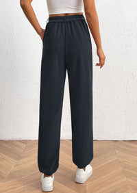 Elastic High Waisted Work Office Corduroy Casual Pants with Pockets
