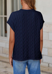 Casual Short Sleeve Crew Neck Knit Pullover Trendy Spring Outfits Sweater Vest