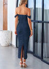 PRETTYGARDEN Womens Off The Shoulder Dress Ruched Bodycon Sleeveless Split Cocktail Party Maxi Dresses