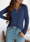 PRETTYGARDEN Long Sleeve Shirts for Women Fall V Neck Waffle Basic Tee Dressy Casual Winter Blouses Knit Tunic Tops