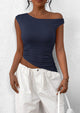 Off The Shoulder Sleeveless One Shoulder Ruched Asymmetrical Y2K Tank Top