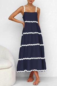 Spaghetti Strap Ruffle Flowy Boho Casual Beach Vacation Maxi Dresses