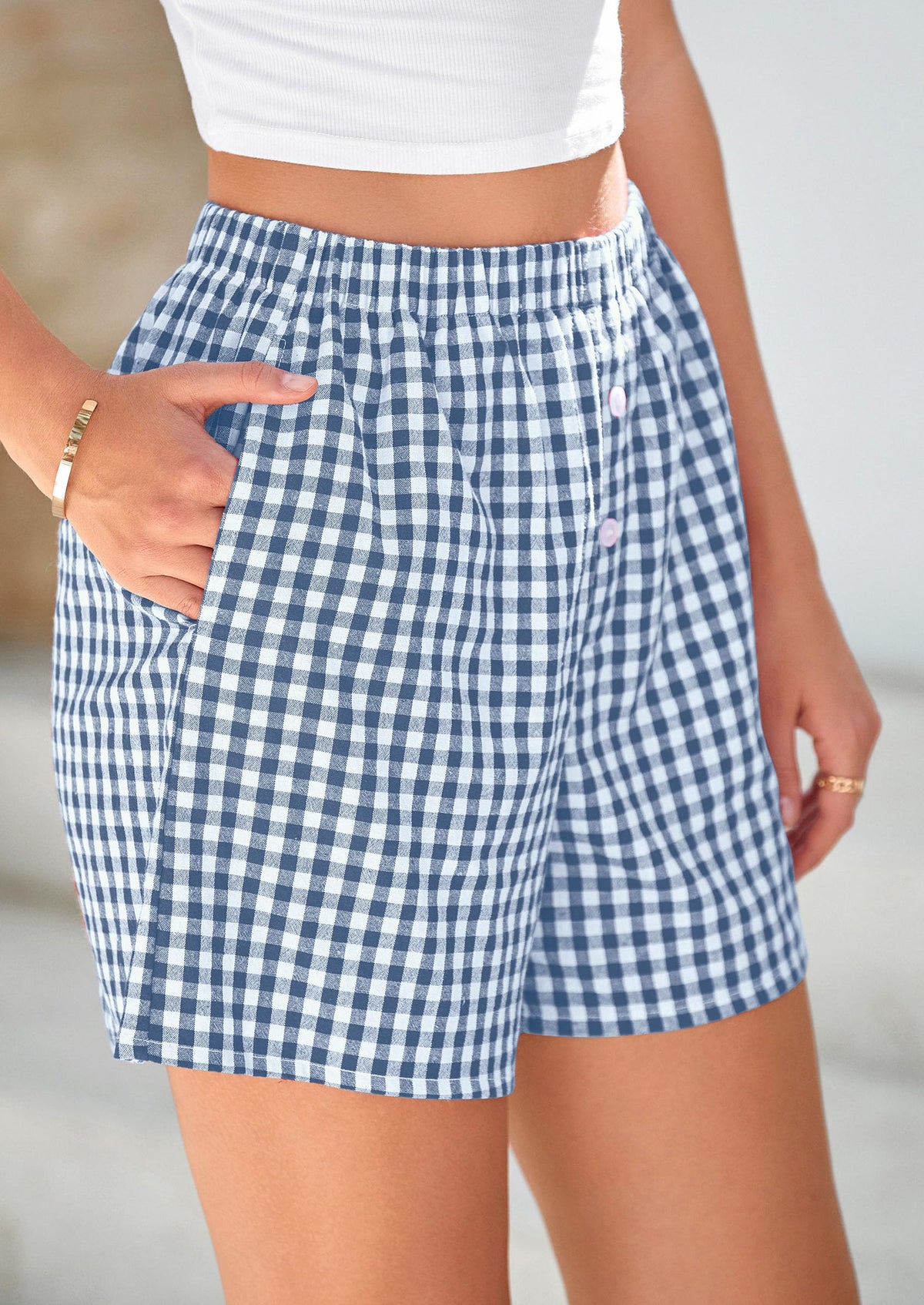 Plaid Casual Y2K Short with Pockets