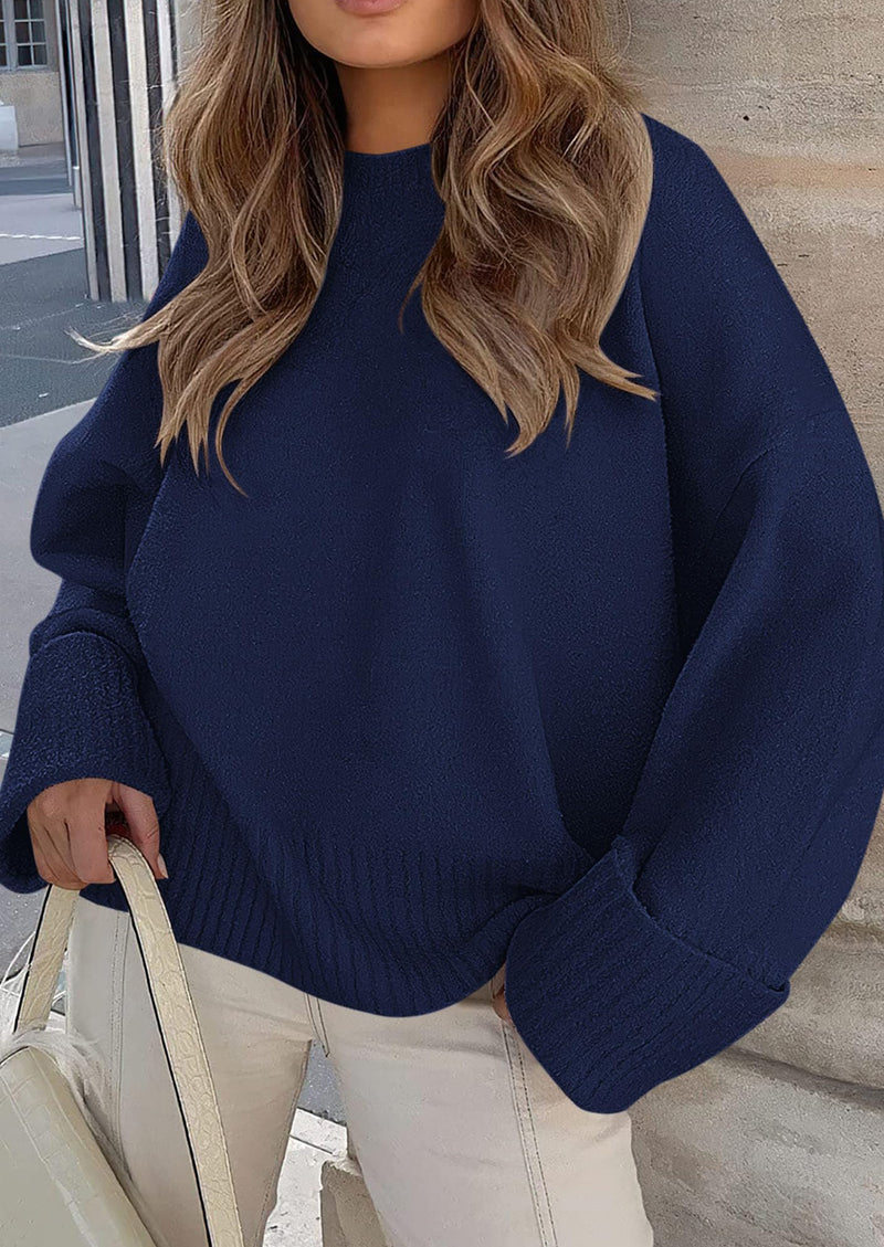 PRETTYGARDEN Women's Fall Oversized Sweaters Casual Crewneck Pullover Long Sleeve Fuzzy Chunky Knit Tops Blouse