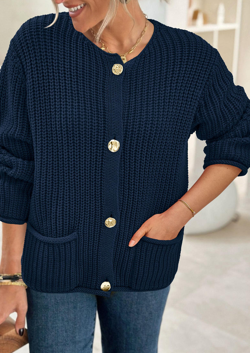 PRETTYGARDEN Cardigan Sweaters for Women Trendy Oversized Knit Chunky Button Cardigans Fall Winter Outfits with Pockets