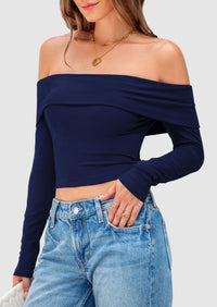 Off The Shoulder Long Sleeve Blouses