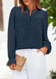 Eyelet Long Sleeve Casual Hollow Out Button Up Lace Blouse