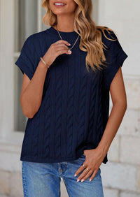 Casual Short Sleeve Crew Neck Knit Pullover Trendy Spring Outfits Sweater Vest