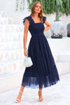 PRETTYGARDEN Women Summer Sleeveless Tulle Mesh Wedding Guest Dress