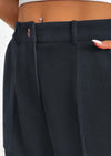 Elastic High Waisted Work Office Corduroy Casual Pants with Pockets