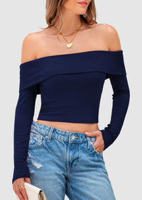 Off The Shoulder Long Sleeve Blouses