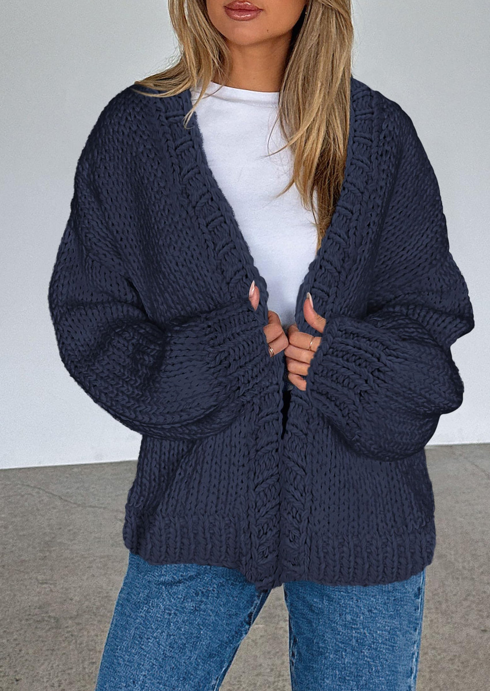 PRETTYGARDEN Cardigan Sweaters for Women Trendy Fall Fashion Long Sleeve Chunky Knit Cardigans Winter Clothing Outfits