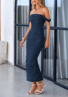 PRETTYGARDEN Womens Off The Shoulder Dress Ruched Bodycon Sleeveless Split Cocktail Party Maxi Dresses