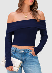 Off The Shoulder Long Sleeve Blouses